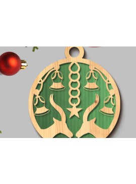 Σετ των 2 Intra απο ξύλο plywood 3mm-4mm πάχος Χριστουγεννιάτικη μπάλα 3D Design Δίασταση 15x15 cm INTRAFABR-73432250