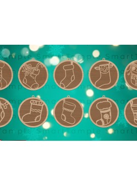 Σετ των 3 Intra απο ξύλο plywood 3mm-4mm πάχος Χριστουγεννιάτικη Μπάλα , Χριστουγεννιάτικο Δίασταση 8x8 cm INTRAFABR-84289585