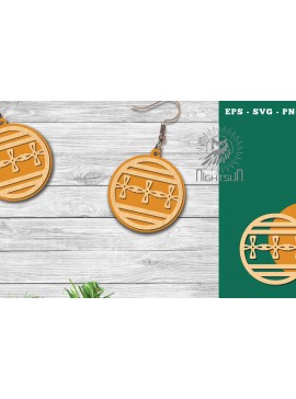 Σετ των 3 Intra απο ξύλο plywood 3mm-4mm πάχος Χριστουγεννιάτικα σκουλαρίκια κομμένα με λέιζερ με μπάλα Δίασταση 3x3 cm INTRAFABR-112553023