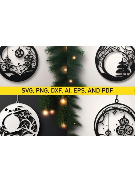 Σετ των 3 Intra απο ξύλο plywood 3mm-4mm πάχος Χριστουγεννιάτικη μπάλα με κομμένο με λέιζερ Δίασταση 8x8 cm INTRAFABR-81711022