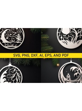 Σετ των 3 Intra απο ξύλο plywood 3mm-4mm πάχος Χριστουγεννιάτικη μπάλα με κομμένο με λέιζερ Δίασταση 8x8 cm INTRAFABR-81703819