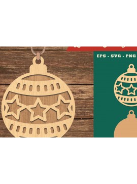 Σετ των 3 Intra απο ξύλο plywood 3mm-4mm πάχος Χριστουγεννιάτικο στολίδι με λέιζερ κοπής 7 Δίασταση 8x8 cm INTRAFABR-109982559