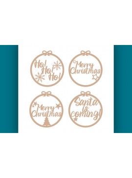 Σετ των 2 Intra απο ξύλο plywood 3mm-4mm πάχος Χριστουγεννιάτικη Μπάλα - Δίασταση 15x15 cm INTRAFABR-21363246