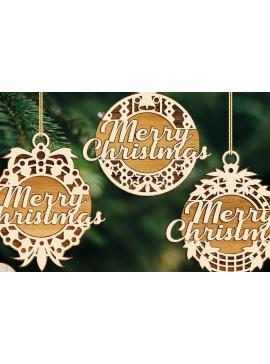 Σετ των 3 Intra απο ξύλο plywood 3mm-4mm πάχος Χριστουγεννιάτικη Μπάλα Πολυστρωματικά κομμένα Δίασταση 4x4 cm INTRAFABR-18448626