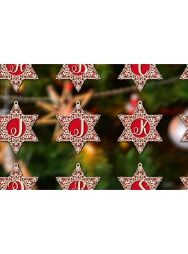 Σετ των 3 Intra απο ξύλο plywood 3mm-4mm πάχος Χριστουγεννιάτικες μπάλες διακοσμήσεις Alphabe Δίασταση 4x4 cm INTRAFABR-78496002