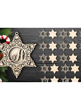 Σετ των 3 Intra απο ξύλο plywood 3mm-4mm πάχος Χριστουγεννιάτικες μπάλες διακοσμήσεις Alphabe Δίασταση 4x4 cm INTRAFABR-78495965