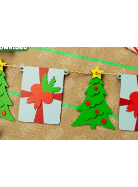 Σετ των 2 Intra απο ξύλο plywood 3mm-4mm πάχος Χριστουγεννιάτικο Banner | Χριστουγεννιάτικη γιρλάντα Δίασταση 15x15 cm INTRAFABR-108904023