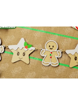 Σετ των 2 Intra απο ξύλο plywood 3mm-4mm πάχος Χριστουγεννιάτικο Banner | Χριστουγεννιάτικη γιρλάντα Δίασταση 15x15 cm INTRAFABR-108903984