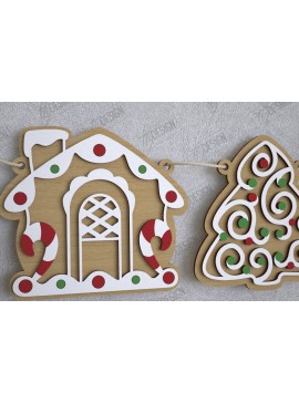 Σετ των 2 Intra απο ξύλο plywood 3mm-4mm πάχος Χριστουγεννιάτικο Banner | Γιρλάντα διακοπών | CNC Δίασταση 15x15 cm INTRAFABR-109751428