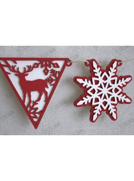 Σετ των 2 Intra απο ξύλο plywood 3mm-4mm πάχος Χριστουγεννιάτικο Banner | Γιρλάντα διακοπών | CNC Δίασταση 15x15 cm INTRAFABR-109751373