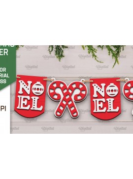 Σετ των 2 Intra απο ξύλο plywood 3mm-4mm πάχος Σχέδιο κοπής με λέιζερ Χριστουγεννιάτικο πανό Δίασταση 15x15 cm INTRAFABR-105198019