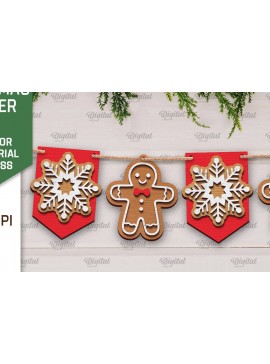 Σετ των 3 Intra απο ξύλο plywood 3mm-4mm πάχος Σχέδιο κοπής με λέιζερ Χριστουγεννιάτικο πανό Δίασταση 15x15 cm INTRAFABR-105198118