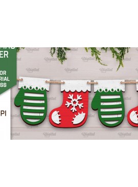 Σετ των 2 Intra απο ξύλο plywood 3mm-4mm πάχος Σχέδιο κοπής με λέιζερ Χριστουγεννιάτικο πανό Δίασταση 15x15 cm INTRAFABR-105198300