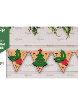 Σετ των 2 Intra απο ξύλο plywood 3mm-4mm πάχος Σχέδιο κοπής με λέιζερ Χριστουγεννιάτικο πανό Δίασταση 15x15 cm INTRAFABR-105198462