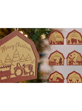 Σετ των 3 Intra απο ξύλο plywood 3mm-4mm πάχος Χριστουγεννιάτικο στολίδι αχυρώνα Δέσμη κοπής με λέιζερ Δίασταση 8x8 cm INTRAFABR-80307823