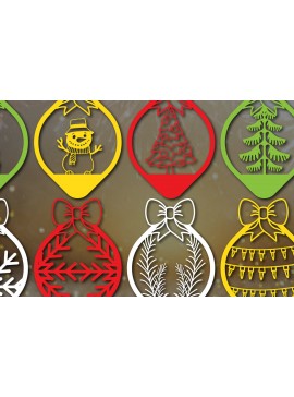 Σετ των 2 Intra απο ξύλο plywood 3mm-4mm πάχος Χριστουγεννιάτικα μπιχλιμπίδια Δίασταση 25x25 cm INTRAFABR-52590586