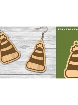 Σετ των 3 Intra απο ξύλο plywood 3mm-4mm πάχος Χριστουγεννιάτικα σκουλαρίκια Beanie Cut  Δίασταση 3x3 cm INTRAFABR-111785173