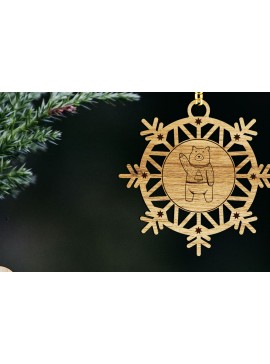 Σετ των 3 Intra απο ξύλο plywood 3mm-4mm πάχος Χριστουγεννιάτικο διακοσμητικό αρκουδάκι Δίασταση 4x4 cm INTRAFABR-108814030