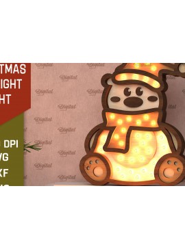 Σετ των 2 Intra απο ξύλο plywood 3mm-4mm πάχος Christmas Bear Led Nightlight  Δίασταση 15x15 cm INTRAFABR-107832766