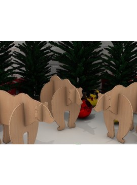 Σετ των 3 Intra απο ξύλο plywood 3mm-4mm πάχος Christmas Bear Puzzle Wood Polar Bear Δίασταση 15x15 cm INTRAFABR-40155562