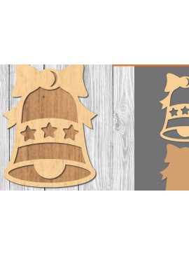 Σετ των 2 Intra απο ξύλο plywood 3mm-4mm πάχος Χριστουγεννιάτικο Bell Cut  Decoration Δίασταση 15x15 cm INTRAFABR-109510658