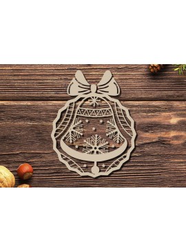 Intra απο ξύλο plywood 3mm-4mm πάχος Χριστουγεννιάτικο Στολίδι με καμπάνες με λέιζερ Δίασταση 20x30 cm INTRAFABR-86463129