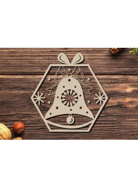 Intra απο ξύλο plywood 3mm-4mm πάχος Χριστουγεννιάτικο Στολίδι με καμπάνες με λέιζερ Δίασταση 20x30 cm INTRAFABR-86463118