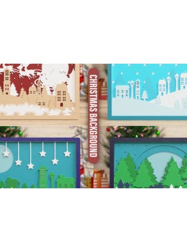 Σετ των 2 Intra απο ξύλο plywood 3mm-4mm πάχος Christmas BG 3D Cut File | ΔΕΜΑ | Δίασταση 40x40 cm INTRAFABR-77190573
