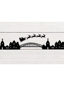Σετ των 2 Intra απο ξύλο plywood 3mm-4mm πάχος Christmas Big Village Design Δίασταση 15x15 cm INTRAFABR-35630833