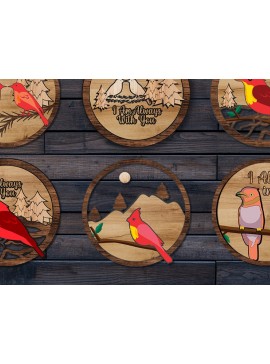 Σετ των 2 Intra απο ξύλο plywood 3mm-4mm πάχος κοπής με λέιζερ χριστουγεννιάτικο πουλί Δίασταση 15x15 cm INTRAFABR-35441527