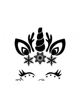 Σετ των 2 Intra απο ξύλο plywood 3mm-4mm πάχος Χριστούγεννα μαύρο μονόκερος διανυσματικά σχέδια Δίασταση 15x15 cm INTRAFABR-81751228