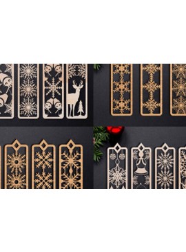 Σετ των 2 Intra απο ξύλο plywood 3mm-4mm πάχος Χριστουγεννιάτικη δέσμη σελιδοδεικτών κοπής με λέιζερ Δίασταση 15x15 cm INTRAFABR-84497906