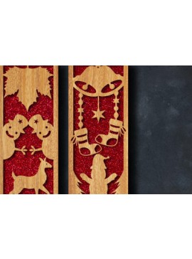 Σετ των 2 Intra απο ξύλο plywood 3mm-4mm πάχος Christmas Bookmark Cut  Δίασταση 15x15 cm INTRAFABR-82751197