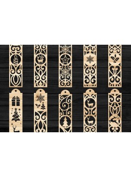 Σετ των 3 Intra απο ξύλο plywood 3mm-4mm πάχος Χριστουγεννιάτικη δέσμη σελιδοδεικτών Δίασταση 8x8 cm INTRAFABR-75603258