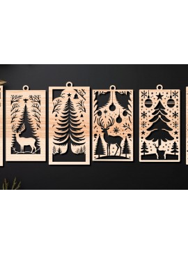 Σετ των 2 Intra απο ξύλο plywood 3mm-4mm πάχος σελιδοδεικτών Χριστουγέννων  Δίασταση 15x15 cm INTRAFABR-109450242