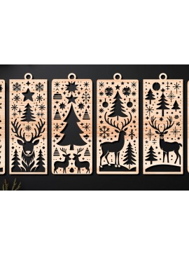 Σετ των 2 Intra απο ξύλο plywood 3mm-4mm πάχος σελιδοδεικτών Χριστουγέννων  Δίασταση 15x15 cm INTRAFABR-109450306