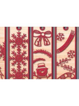 Σετ των 2 Intra απο ξύλο plywood 3mm-4mm πάχος Χριστουγεννιάτικο σελιδοδείκτη Cut File Δίασταση 25x25 cm INTRAFABR-51807516