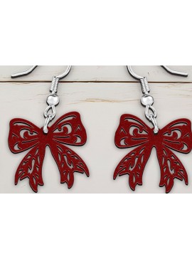 Σετ των 3 Intra απο ξύλο plywood 3mm-4mm πάχος Χριστουγεννιάτικο τόξο. Σκουλαρίκια  Δίασταση 4x4 cm INTRAFABR-107624668