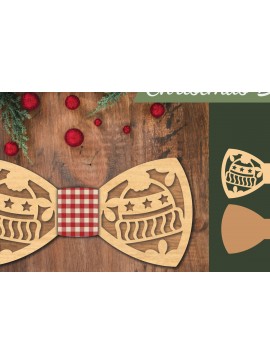 Σετ των 2 Intra απο ξύλο plywood 3mm-4mm πάχος Χριστουγεννιάτικο παπιγιόν με λέιζερ 10 Δίασταση 15x15 cm INTRAFABR-112075576
