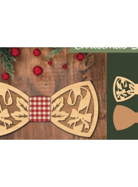 Σετ των 2 Intra απο ξύλο plywood 3mm-4mm πάχος Χριστουγεννιάτικο παπιγιόν 4 Δίασταση 15x15 cm INTRAFABR-112075313