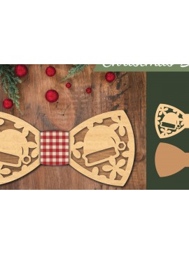 Σετ των 2 Intra απο ξύλο plywood 3mm-4mm πάχος Χριστουγεννιάτικο παπιγιόν με λέιζερ 5 Δίασταση 15x15 cm INTRAFABR-112075342