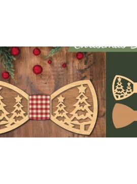 Σετ των 2 Intra απο ξύλο plywood 3mm-4mm πάχος Χριστουγεννιάτικο παπιγιόν με λέιζερ 6 Δίασταση 15x15 cm INTRAFABR-112075373