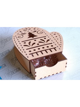 Σετ των 2 Intra απο ξύλο plywood 3mm-4mm πάχος Χριστουγεννιάτικο κουτί | CNC Δίασταση 15x15 cm INTRAFABR-86166754