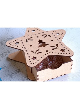 Σετ των 2 Intra απο ξύλο plywood 3mm-4mm πάχος Χριστουγεννιάτικο κουτί | CNC Δίασταση 15x15 cm INTRAFABR-86166943