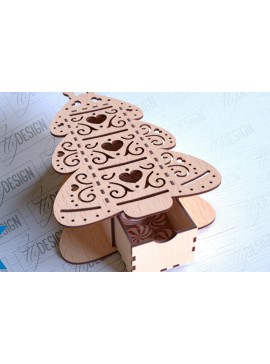 Σετ των 2 Intra απο ξύλο plywood 3mm-4mm πάχος Χριστουγεννιάτικο κουτί | CNC Δίασταση 15x15 cm INTRAFABR-86167072