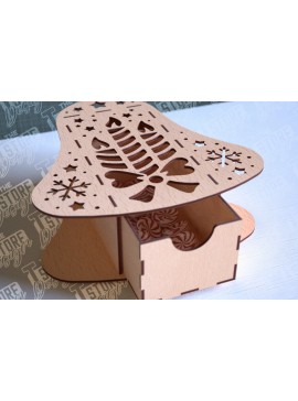 Σετ των 2 Intra απο ξύλο plywood 3mm-4mm πάχος Χριστουγεννιάτικο κουτί | CNC Δίασταση 15x15 cm INTRAFABR-86353712