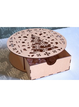 Σετ των 3 Intra απο ξύλο plywood 3mm-4mm πάχος Χριστουγεννιάτικο κουτί | CNC Δίασταση 15x15 cm INTRAFABR-86353714