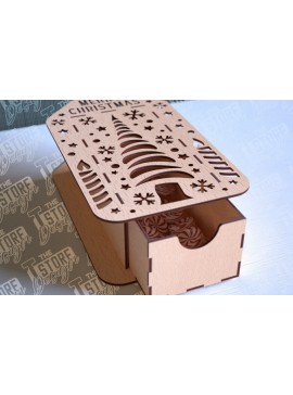 Σετ των 2 Intra απο ξύλο plywood 3mm-4mm πάχος Χριστουγεννιάτικο κουτί | CNC Δίασταση 15x15 cm INTRAFABR-86353733