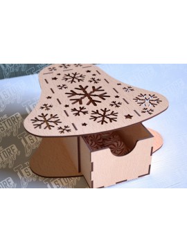 Σετ των 2 Intra απο ξύλο plywood 3mm-4mm πάχος Χριστουγεννιάτικο κουτί | CNC Δίασταση 15x15 cm INTRAFABR-86353747