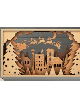 Σετ των 2 Intra απο ξύλο plywood 3mm-4mm πάχος CHRISTMAS Box κοπής με λέιζερ πολλαπλών στρώσεων Δίασταση 15x15 cm INTRAFABR-20482433